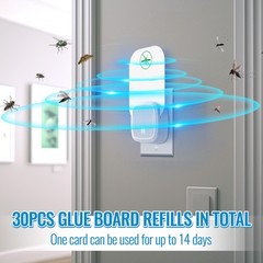 Qualirey 30 Pack Flying Insect Trap Refill Compatible with VEYOFLY Fly Blue