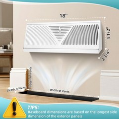 Aremae 2 Pack 18 Inch Baseboard Register – RoundFlow Design for Maximum Air F…