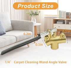 1/4″ Carpet Cleaning Wand Angle Valve, Brass Angled Flow Control Valve for Carpe
