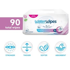 Sensitive Whole Body Cleansing Wipes, 30 Count (Pack of 3), White
