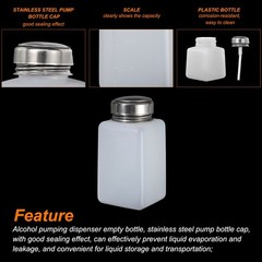 5pcs 6 Oz/180ml Alcohol Push Down Pump Dispenser Plastic Bottle Press, White
