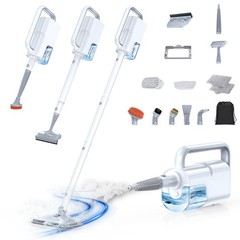 10-in-1 Steam Mop with Detachable Handheld Steamer,350ml Tank, 10s Heat-Up, 2…