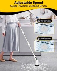 Shower Scrubber with Long Handle, Shower Cleaner Brush with 8 Floor Machine P…