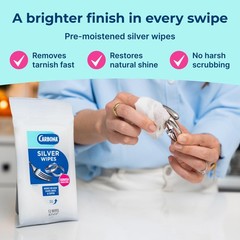 Carbona Silver Wipes | Metal Cleaner & Polish 12 Count (Pack of 1), No Color