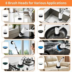 White Cordless Electric Spin Scrubber Bathroom Shower Cleaning Brush