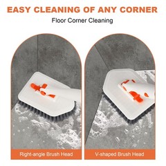 Orange 3 in 1 Long Handled Scrub Brush for Shower Cleaning