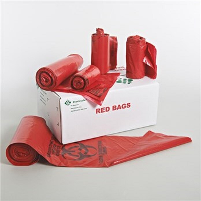 Stericycle 33 Gallon Red Bags for Biohazardous Waste sku# 2143 Case 8 rolls (I2)