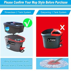 2 Pack Spin Mop Replacement Head, Only Fit for RinseClean 2Pack, Blue&wthie