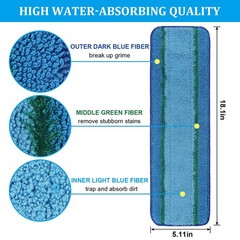 6 Pack Deep Clean Pads Replacement for Bona Family of Mops, 6 Pack, Blue