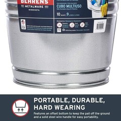 10 qt quart Heavy Duty Galvanized SteeL BUCKET rOund Pail BEHRENS 1210GS