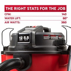 Vacmaster 12-Gallon 5.5 Peak HP Heavy-Duty Wet-Dry Vacuum – VJH1211PF 1101