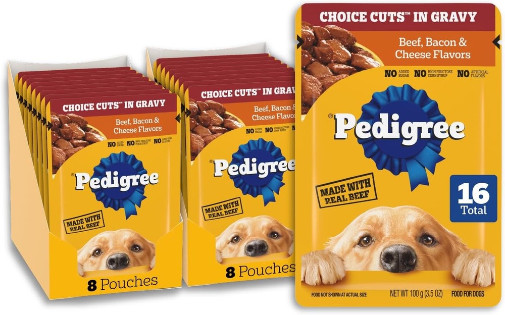 Pedigree Choice Cuts in Gravy Adult Wet Dog Food 16-Count Beef, Bacon, & Cheese