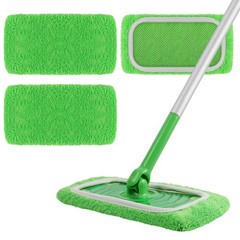 AmaVins Reusable 100% Coral Fleece Mop Pads 10.3” x 4.4”, A-green 3 Pack