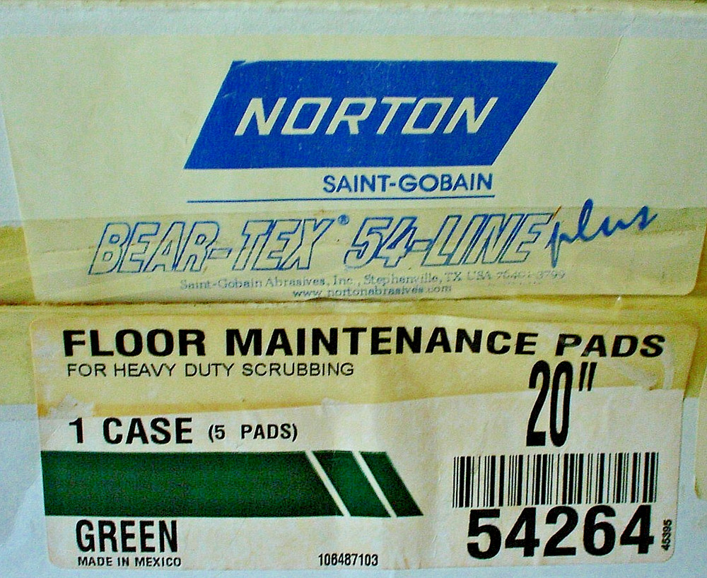 20″ Norton 54264 Floor Buffer Pad Heavy Duty Scrubbing Green -5 Pads
