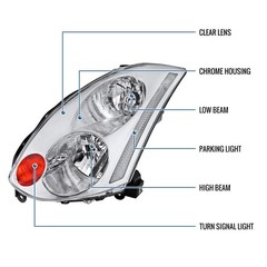 2003-2005 Infiniti G35 Coupe Xenon HID Headlight Assembly Pair Chrome
