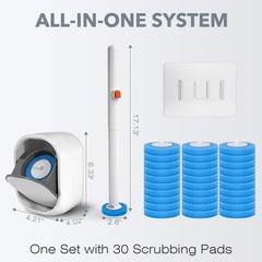 Disposable Toilet Brush & Wand Starter Kit, Wall-Mounted Auto-Closing Caddy w…