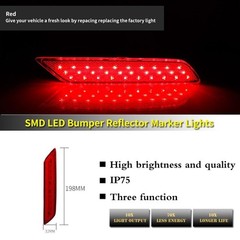 Rear Bumper Reflector Brake Signal Tail Light Red 2Pcs Honda Civic 13-15