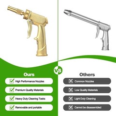 High Pressure Garden Hose Nozzle with Soap Dispenser, Adjustable Foam Gold