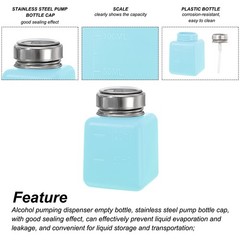 5pcs 4 Oz/120ml Alcohol Push Down Pump Dispenser Bottle Press, Blue