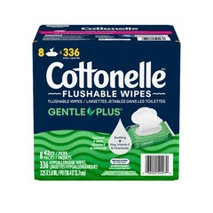 Cottonelle Gentle Plus Flushable Wet Wipes, 8 Flip-Top Packs