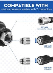 Short Pressure Washer Gun, 5000 PSI Max Swivel High Black