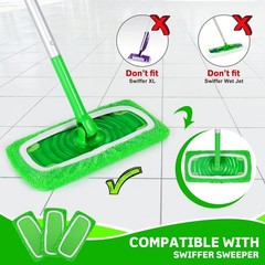 ZHAYAO Reusable Microfiber Mop Pads Compatible with Swiffer Green 3 Pack