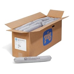 Pig Pig211 Sorbent Sock, 24 Gal, 3 1/4 In X 21 In, Universal, Gray, 48 Pk