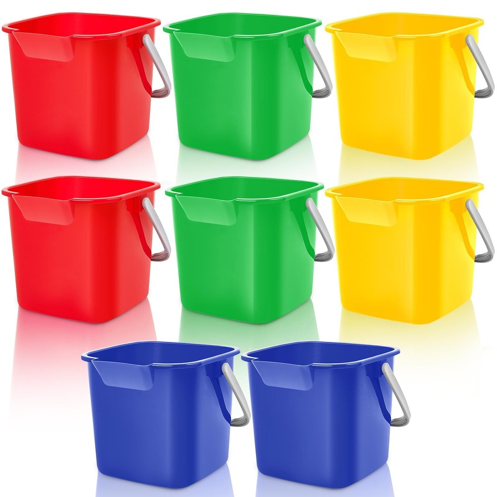 Irenare 8 Pcs Sanitizing Bucket 3 Quart Cleaning Pail Small Multicolor