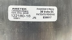 AMETEK LAMB 122180-18 Vacuum Motor, Aluminum Mounting Brackets – 6VMX5 – NEW