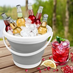 Collapsible Mop Bucket and Ice Bucket-5L(1.3 Gallon) Household 5L, Gray
