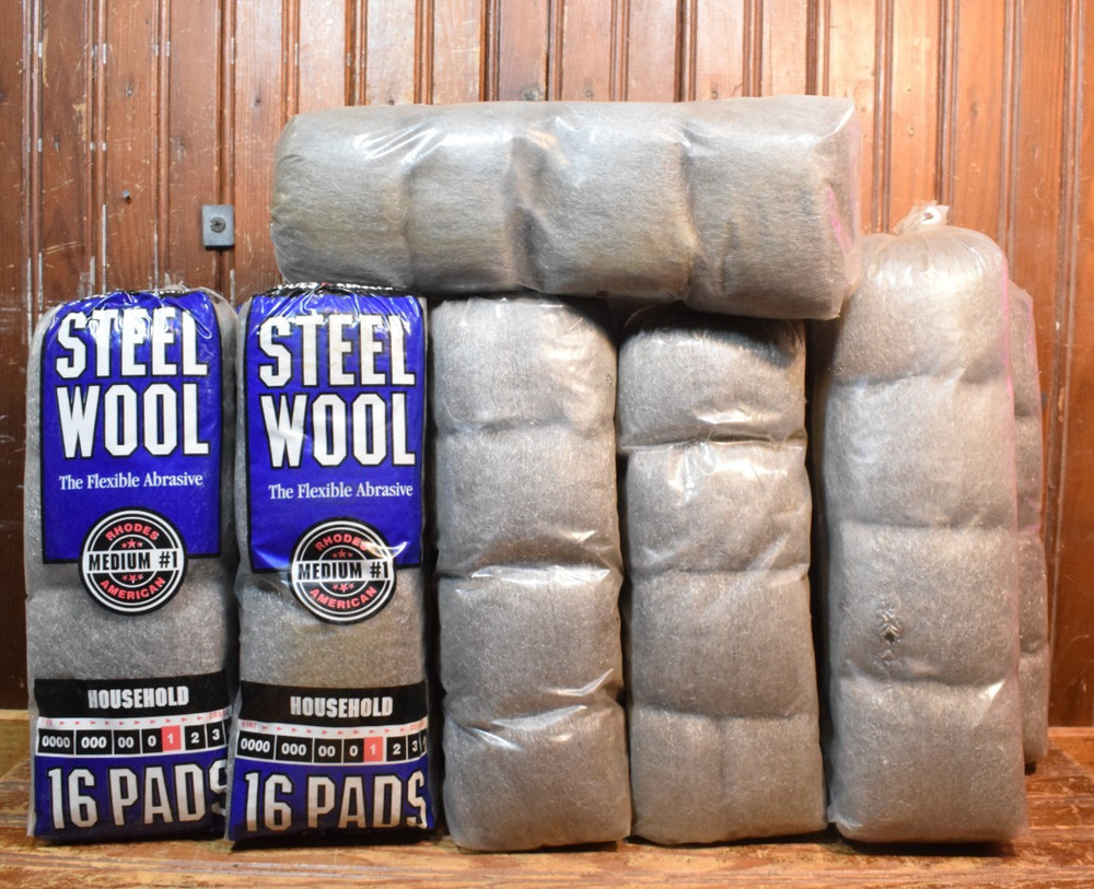 STEEL WOOL 16 BAGS 16 PADS PER BAG MEDIUM #1 GRADE FLEXIBLE ABRASIVE 256 PCS LOT