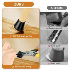 Meldel 24 PCS Silicone Chair Leg Floor Extra Small(0.6″-0.8″), 24pcs-black