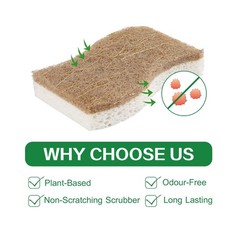 BONUMVITA Natural Kitchen Sponge,12 Pack Dish Sponge with White