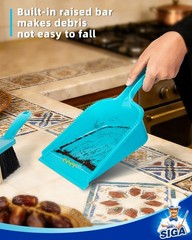 MR.SIGA Dustpan and Brush Set, Pack of 2 12.8 x 8.3 x 3.9in, Blue, Grey