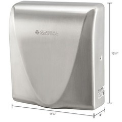 Global Industrial High Velocity Automatic Thin Hand Dryer ADA Brushed Stainless