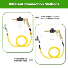 High Pressure Garden Hose Nozzle with Soap Dispenser, Adjustable Foam Gold