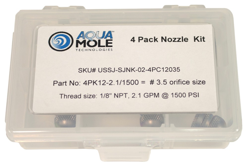 Aqua Mole (4) Pack 1/8″ NPT Button Nose Sewer Jetter Nozzle 1500 PSI 3.5 Orifice