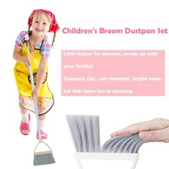 Xifando Mini Broom with Dustpan for Kids,Little 2 Piece Set, Light Blue