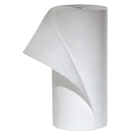 Pig Mat458 Sorbent Roll, 32 Gal, 30 In X 150 Ft, Oil, White, Polypropylene