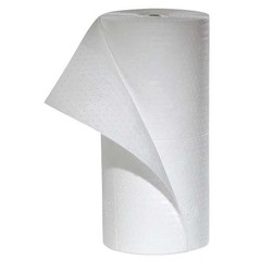 Pig Mat458 Sorbent Roll, 32 Gal, 30 In X 150 Ft, Oil, White, Polypropylene