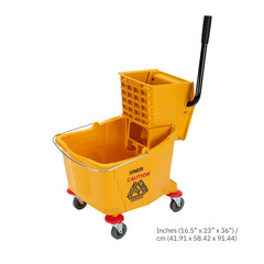 35-Quart Commercial Mop Bucket with Side-Press Wringer, Integrated Pour Spout, a
