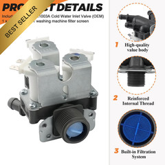 5221ER1003A 5220FR2075L Cold Water Inlet Valve For LG Tromm Kenmore Washer Part