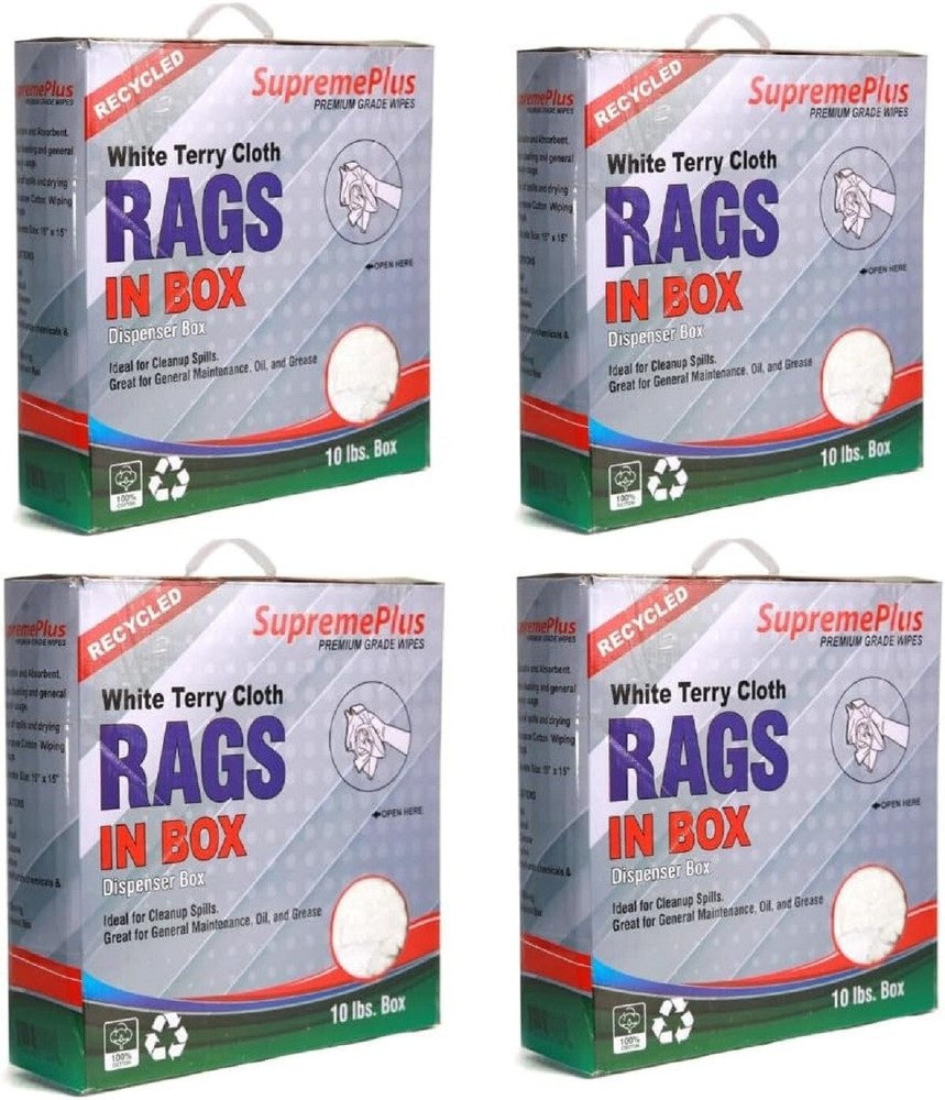 Recycled White Terry Towel For Wiping – 40 lbs. Case 4×10 lbs. Compressed Boxes