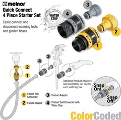 Melnor 65134AMZ 5 Piece Quick Connect Starter 5 pcs Set, Yellow, Black, Grey