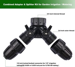 1/2 Inch 1/2" Y Hose Splitter, inch irrigation tubing connectors