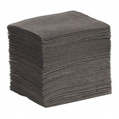 Absorbent Pads Universal 100 Pack Heavy Duty 10×14 Gray Spill Cleanup Sorbent