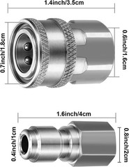 Hotop 4 Sets NPT 3/8 Inch Stainless Steel Male and Inch, Internal Thread