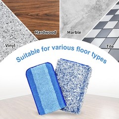 4 Pack Microfiber Cleaning Pad for Bona Mop Replacement Pads, 2+2blue