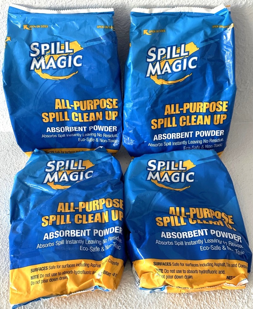 Lot of 4 Spill Magic All-Purpose Spill Clean Up 12oz Absorbent Powder SM12