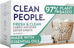 Clean People Dryer Sheets 120 Pack Fabric Softener Vegan Fresh Scent